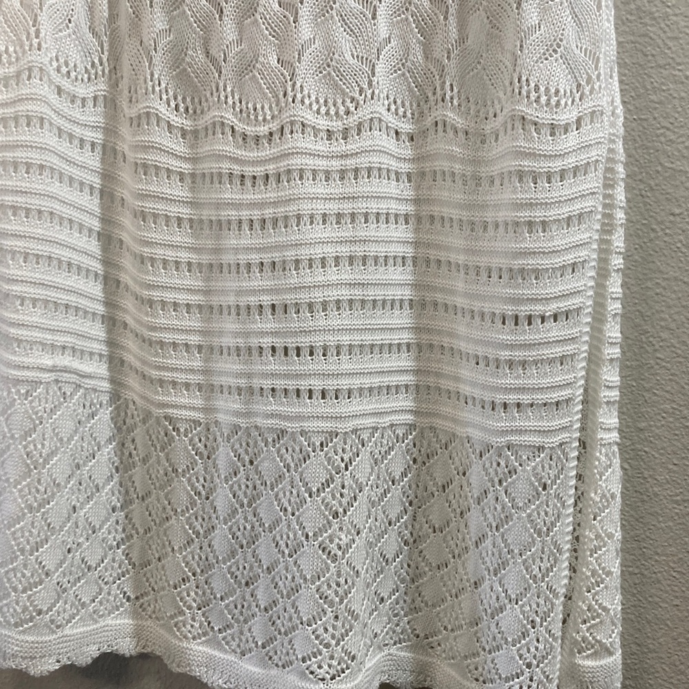 Solitaire Short Sleeve Crochet Maxi Dress Beachy Boho Angelcore Resortwear sz M - Picture 6 of 13